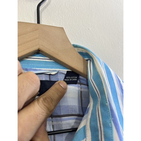 Nat Nast Coastal American Fit Retro Resort Striped Boho Preppy Button Up Shirt M - Picture 3 of 15